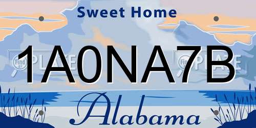 1A0NA7B Alabama License Plate