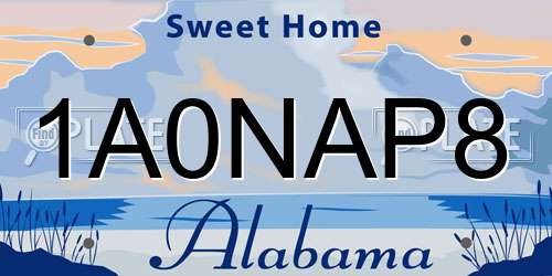 1A0NAP8 Alabama License Plate