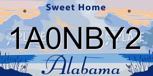 1A0NBY2 Alabama License Plate
