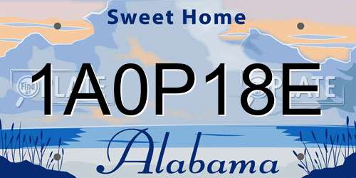 1A0P18E Alabama License Plate