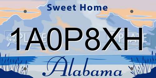 1A0P8XH Alabama License Plate