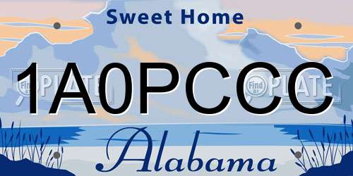 1A0PCCC Alabama License Plate