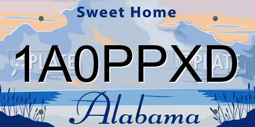 1A0PPXD Alabama License Plate