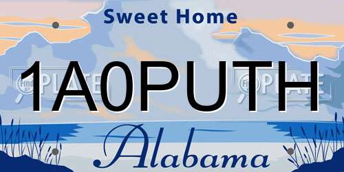 1A0PUTH Alabama License Plate