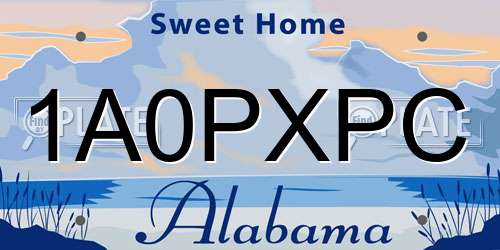 1A0PXPC Alabama License Plate