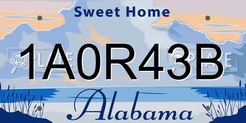 1A0R43B Alabama License Plate