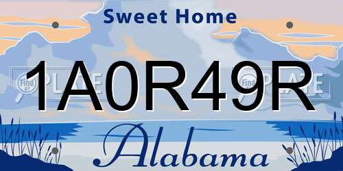 1A0R49R Alabama License Plate