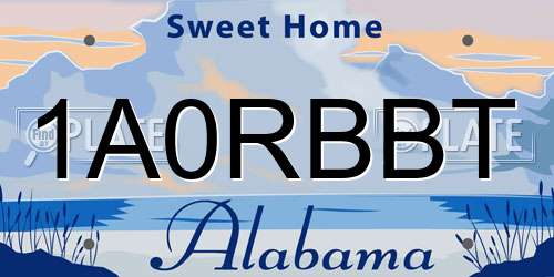 1A0RBBT Alabama License Plate