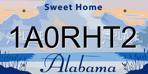 1A0RHT2 Alabama License Plate