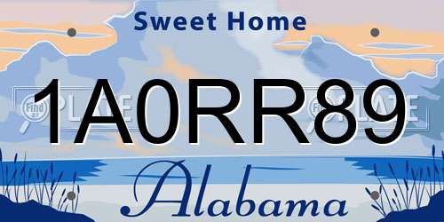1A0RR89 Alabama License Plate
