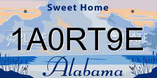 1A0RT9E Alabama License Plate