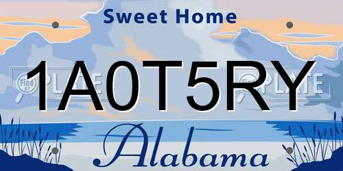 1A0T5RY Alabama License Plate