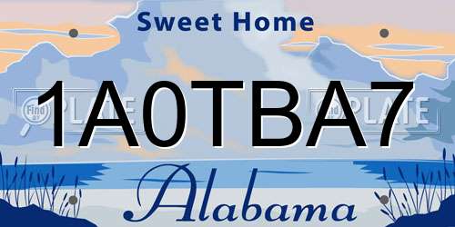 1A0TBA7 Alabama License Plate