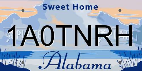 1A0TNRH Alabama License Plate
