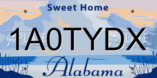 1A0TYDX Alabama License Plate