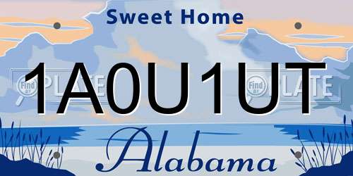 1A0U1UT Alabama License Plate