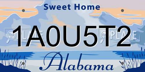1A0U5T2 Alabama License Plate