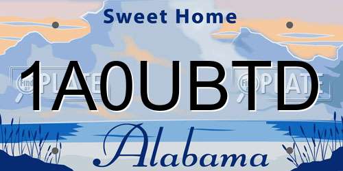1A0UBTD Alabama License Plate