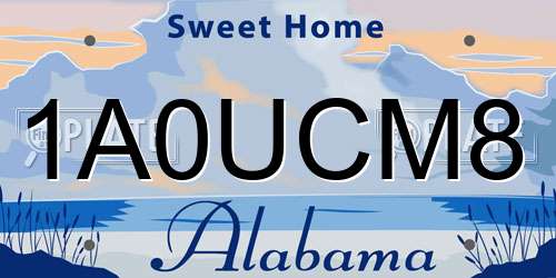 1A0UCM8 Alabama License Plate