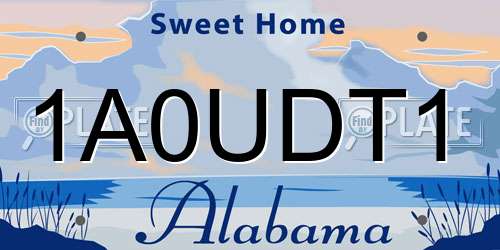 1A0UDT1 Alabama License Plate