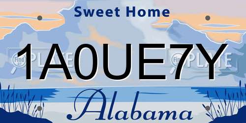1A0UE7Y Alabama License Plate