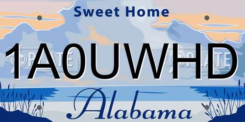 1A0UWHD Alabama License Plate