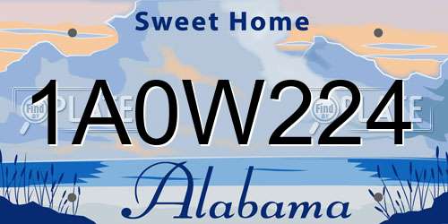 1A0W224 Alabama License Plate