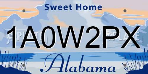 1A0W2PX Alabama License Plate