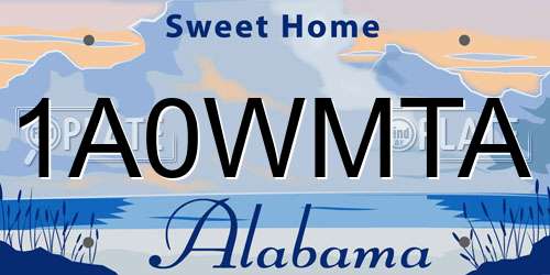 1A0WMTA Alabama License Plate