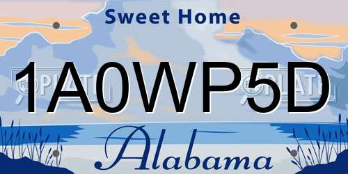 1A0WP5D Alabama License Plate