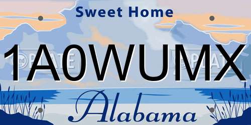 1A0WUMX Alabama License Plate