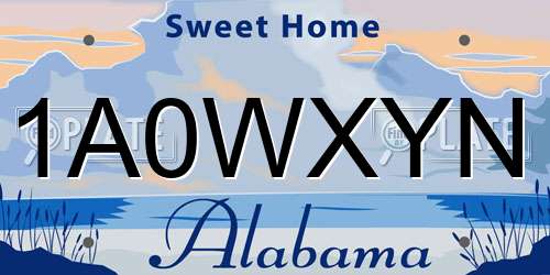 1A0WXYN Alabama License Plate