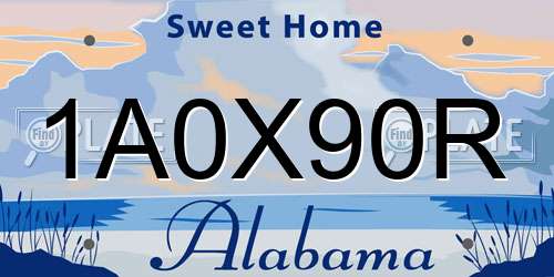 1A0X90R Alabama License Plate