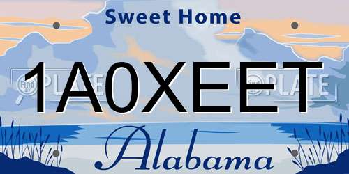 1A0XEET Alabama License Plate