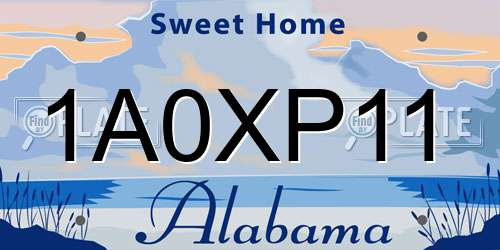 1A0XP11 Alabama License Plate