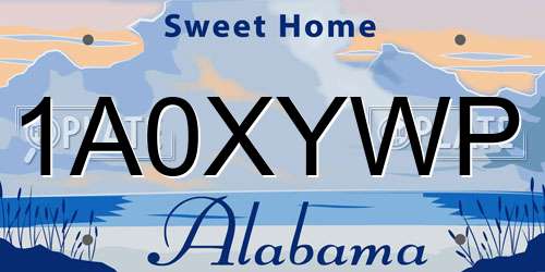 1A0XYWP Alabama License Plate