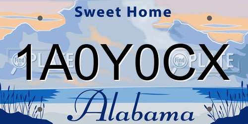 1A0Y0CX Alabama License Plate