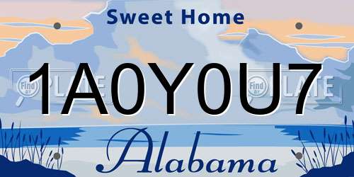 1A0Y0U7 Alabama License Plate