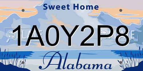 1A0Y2P8 Alabama License Plate