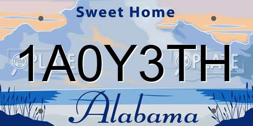 1A0Y3TH Alabama License Plate