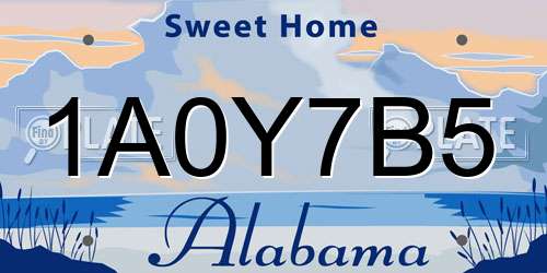 1A0Y7B5 Alabama License Plate