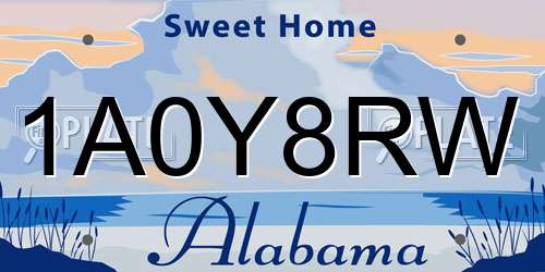 1A0Y8RW Alabama License Plate
