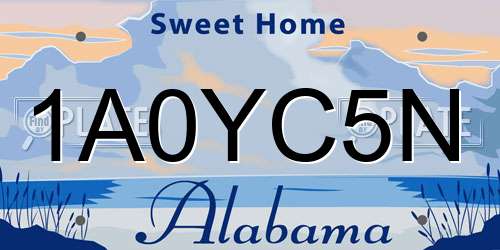 1A0YC5N Alabama License Plate