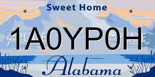 1A0YP0H Alabama License Plate