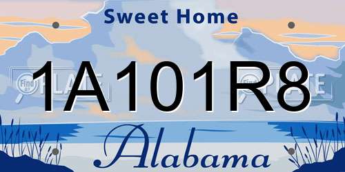 1A101R8 Alabama License Plate
