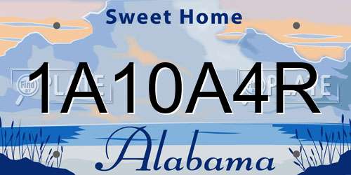 1A10A4R Alabama License Plate
