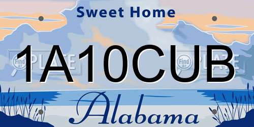 1A10CUB Alabama License Plate