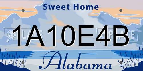 1A10E4B Alabama License Plate