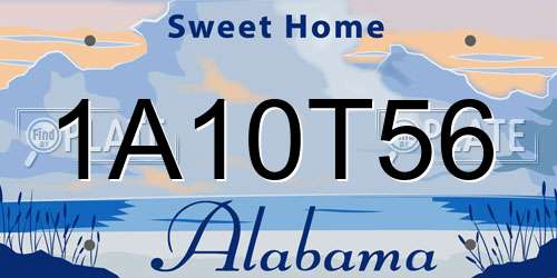 1A10T56 Alabama License Plate