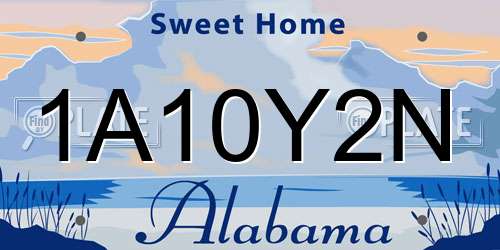 1A10Y2N Alabama License Plate